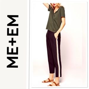 ME+EM Grosgrain stripe slim crop pant